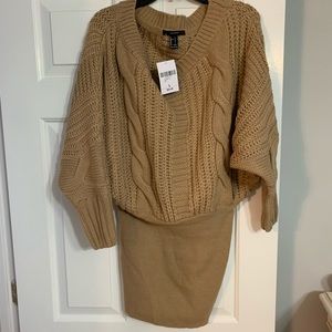 Sweater dress, fitted bottom. Taupe. Size L.